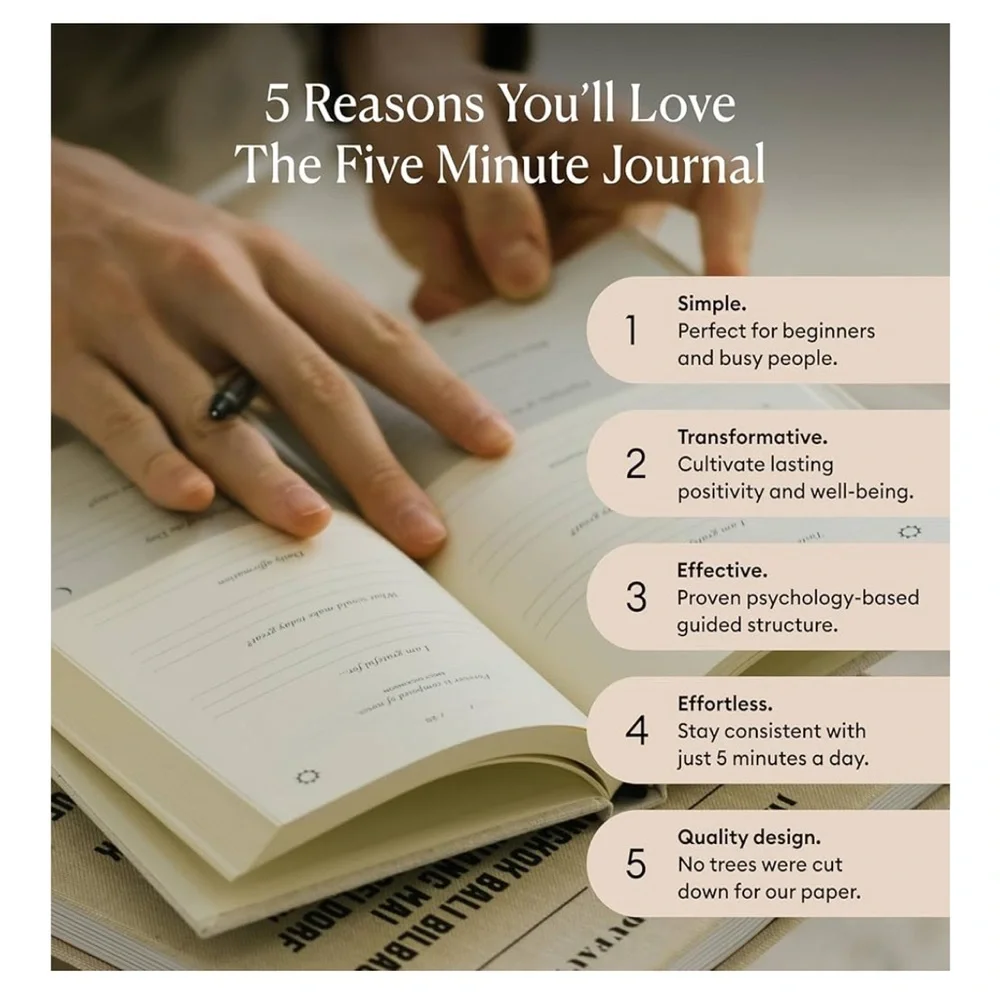 NWT The Five-Minute Journal Book in Ivory Intelligent Change from Revolve - Picture 13 of 14